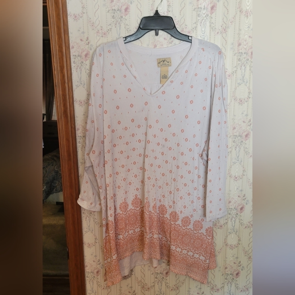Blue Mountain 2X Tunic Gauzey Tunic Top